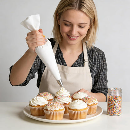 Baumwoll Spritzbeutel Set – 4 Größen für Kuchen & Torten