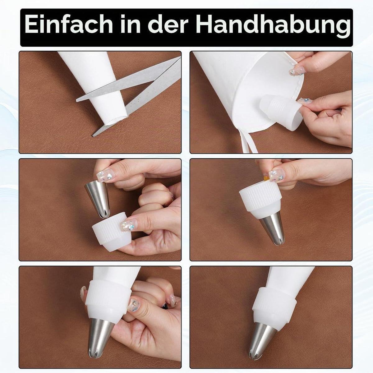 Baumwoll Spritzbeutel Set – 4 Größen für Kuchen & Torten