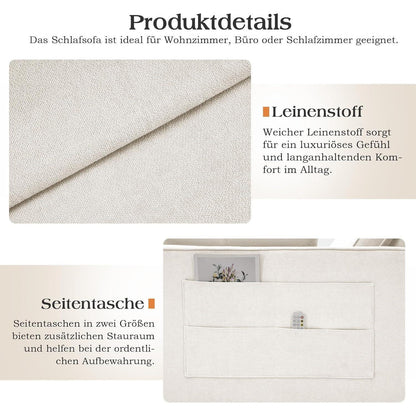 Schlafsofa 186x122cm – Verstellbare Schlafcouch mit Kissen & Tasche