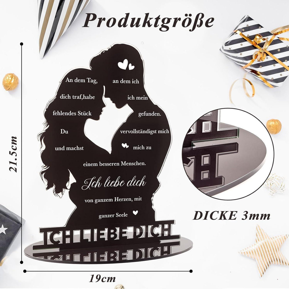 Acryl Schild "Ich Liebe Dich" - Geschenk für Paare & Verliebte