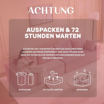 194 cm Modulsofa mit Recamiere & Schlafsofa – Rosa Rosa