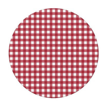 Runde Outdoor Tischdecke wasserdicht Rot Kariert 110 cm