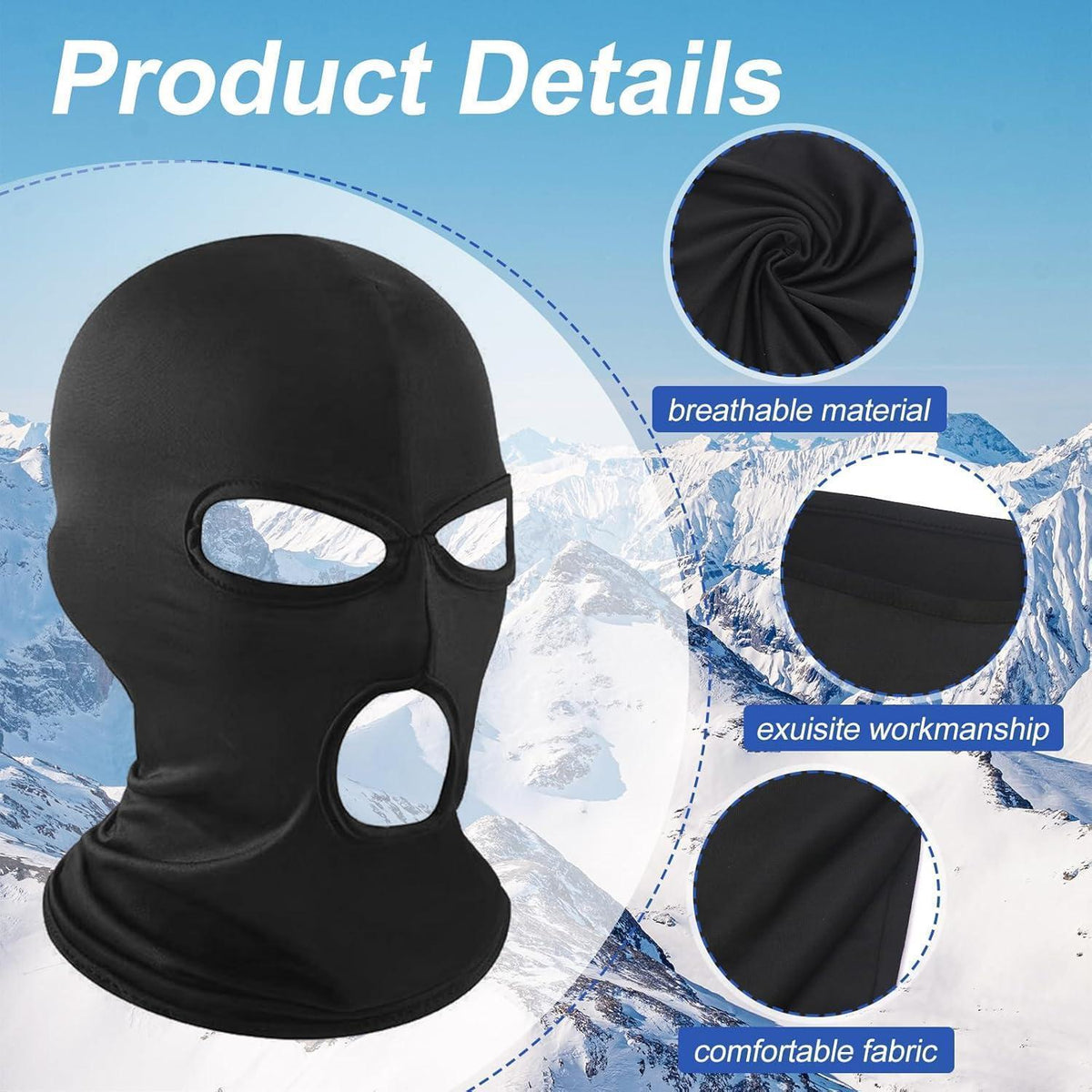 3x Sturmhaube atmungsaktiv – Ski, Motorrad, Fahrrad & Outdoor