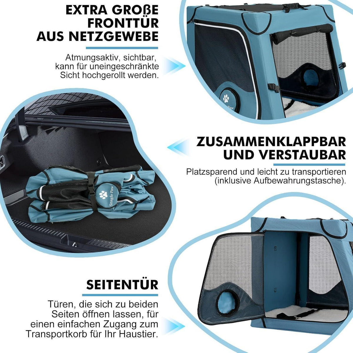 Faltbare Hundebox für Auto – Sicher & Komfortabel bis 36kg