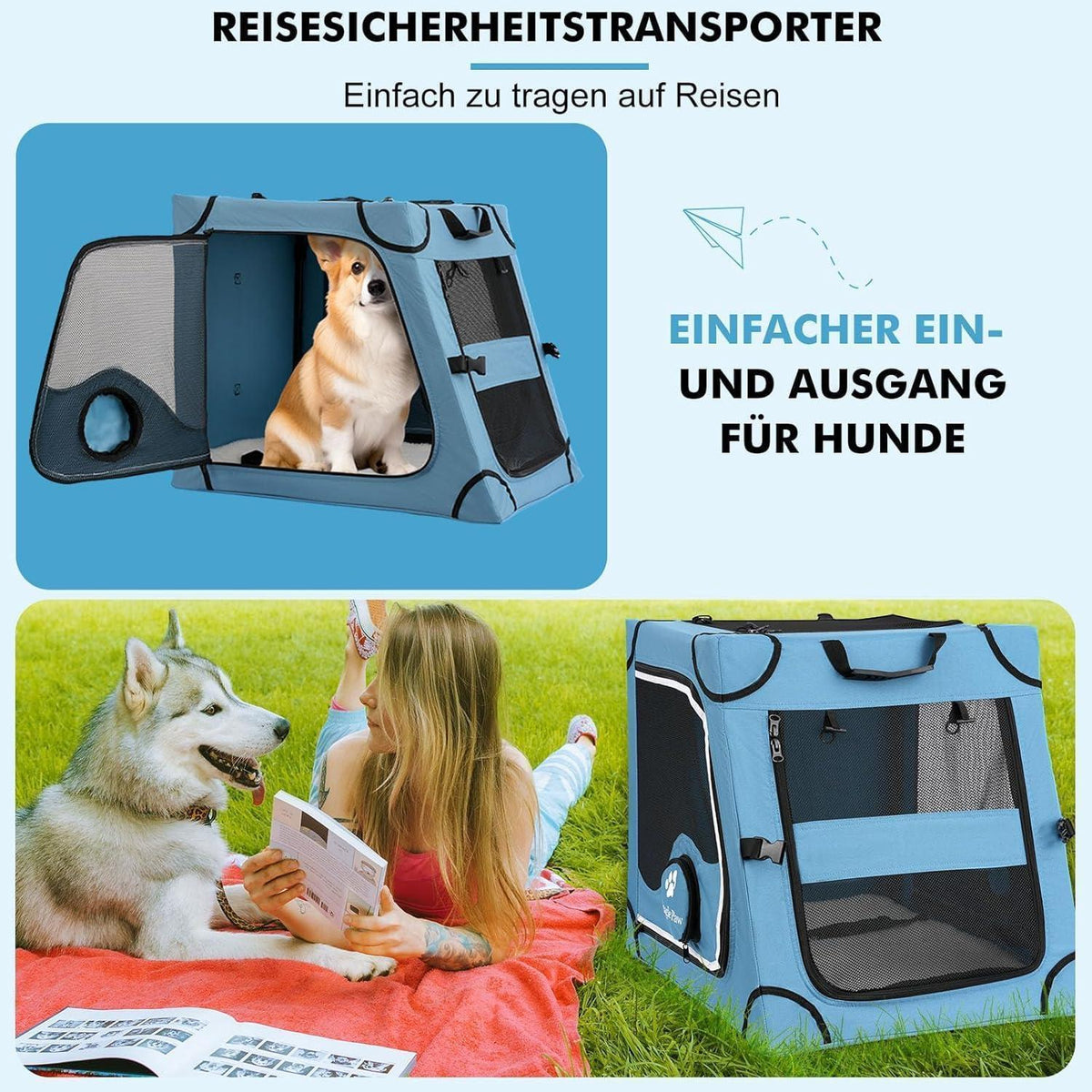 Faltbare Hundebox für Auto – Sicher & Komfortabel bis 36kg