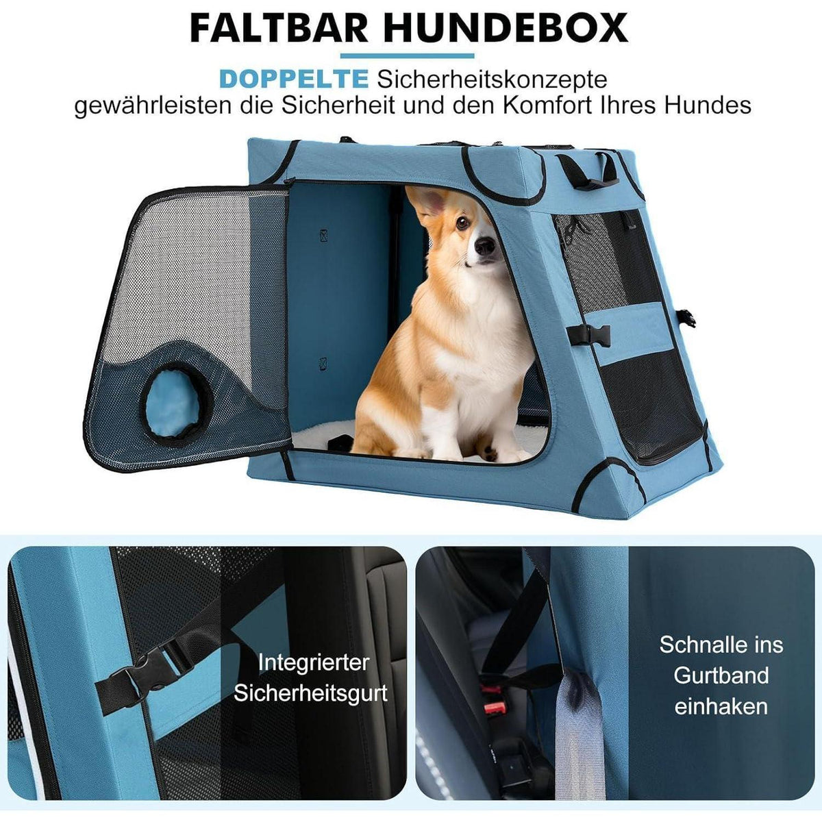 Faltbare Hundebox für Auto – Sicher & Komfortabel bis 36kg