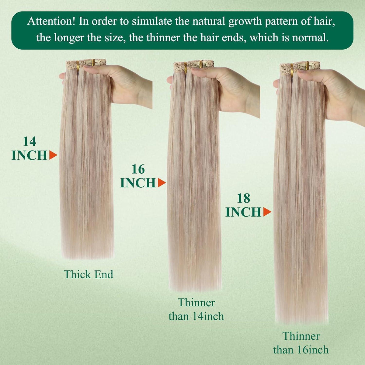 Clip-In Echthaar Extensions Blond Aschblond 30cm