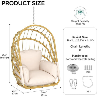 Rattan Hängesessel mit Kissen – Klappbar für Terrasse & Garten
