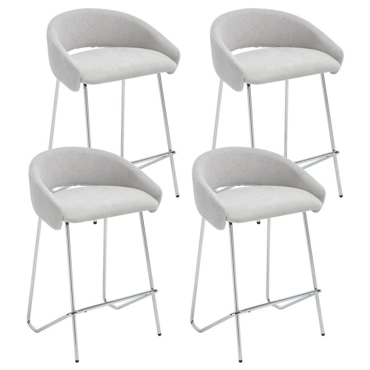 Barhocker Set 4er Grau – Chenille, Metallgestell, Modern