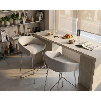 Barhocker Set 4er Grau – Chenille, Metallgestell, Modern
