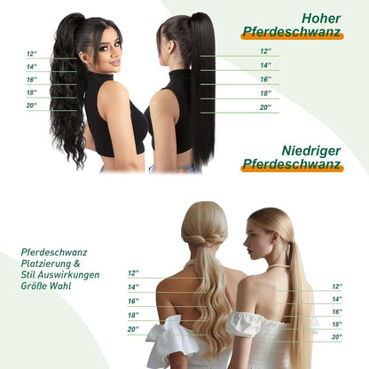 Echthaar Zopf Extension Braun mit Honigblond Highlights