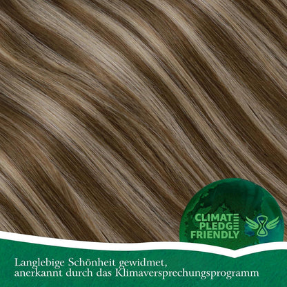 Echthaar Zopf Extension Mittelbraun mit Highlights