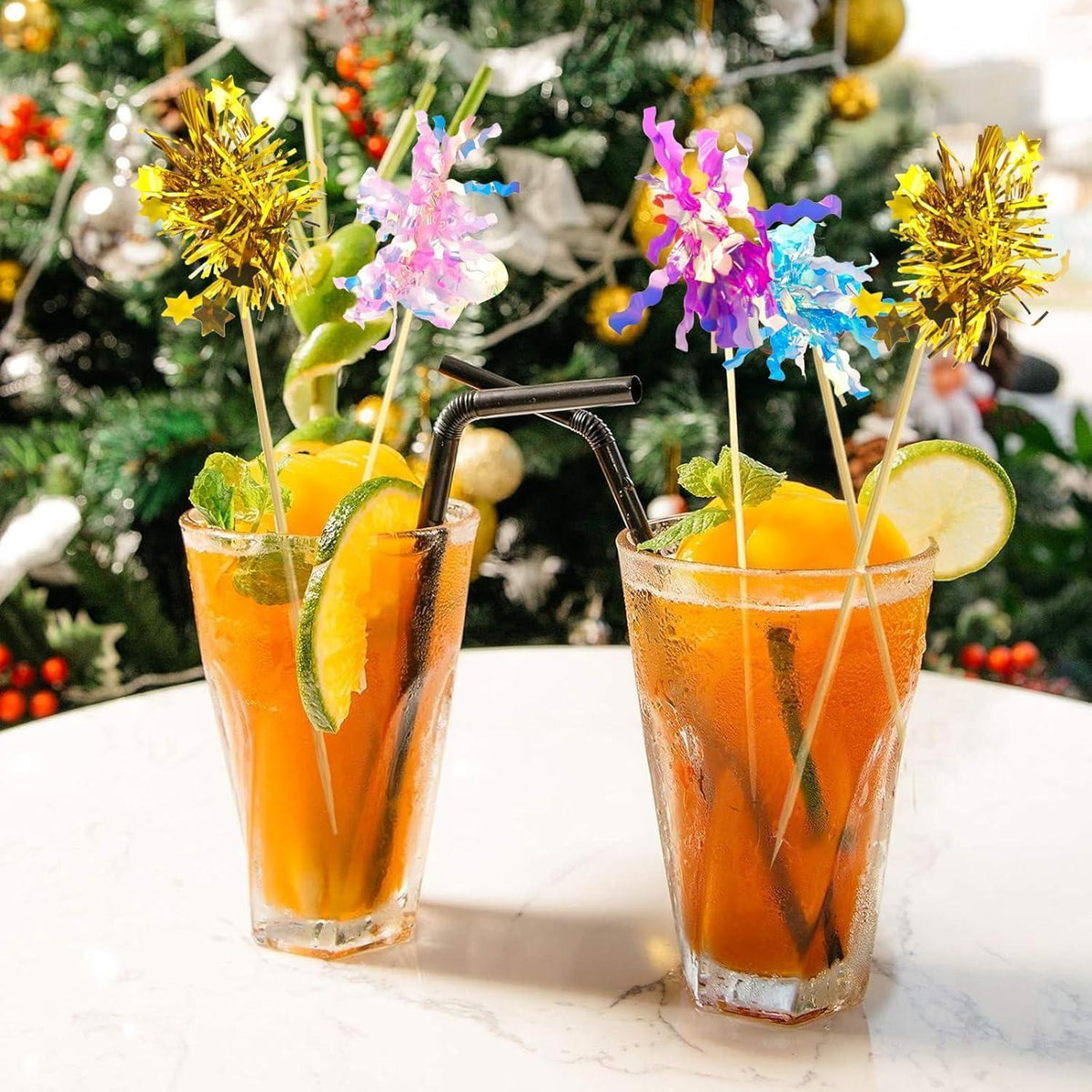 70 Cocktail Feuerwerk Sticks | Bunte Party Spieße für Snacks & Drinks