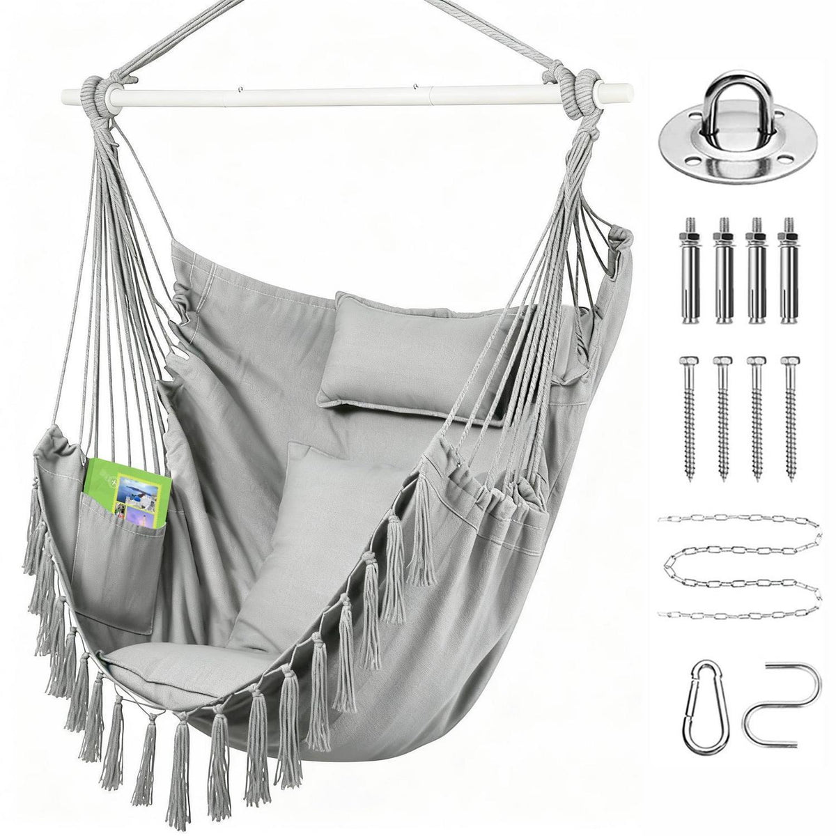 Extra großer Schaukelstuhl mit Kissen – Hängesessel für Terrasse & Schlafzimmer