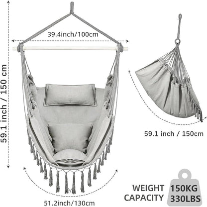 Extra großer Schaukelstuhl mit Kissen – Hängesessel für Terrasse & Schlafzimmer