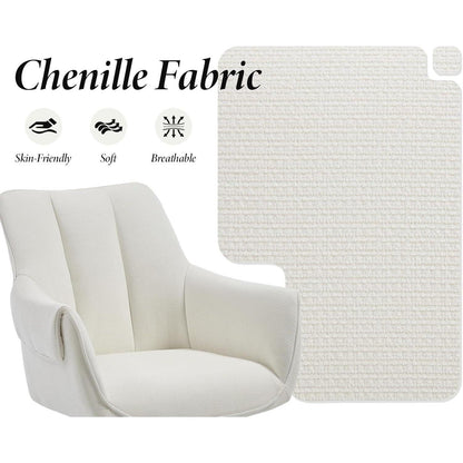Drehbarer Esszimmerstuhl Set (2) – Beige, Chenille & Metallbeine