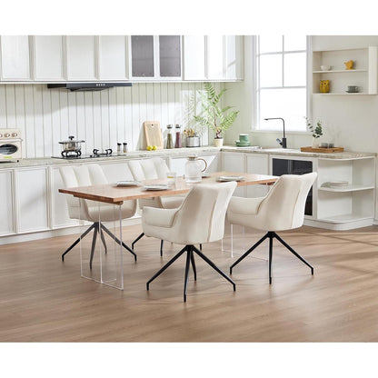 Drehbarer Esszimmerstuhl Set Beige – Bequemer Polsterstuhl mit Armlehnen