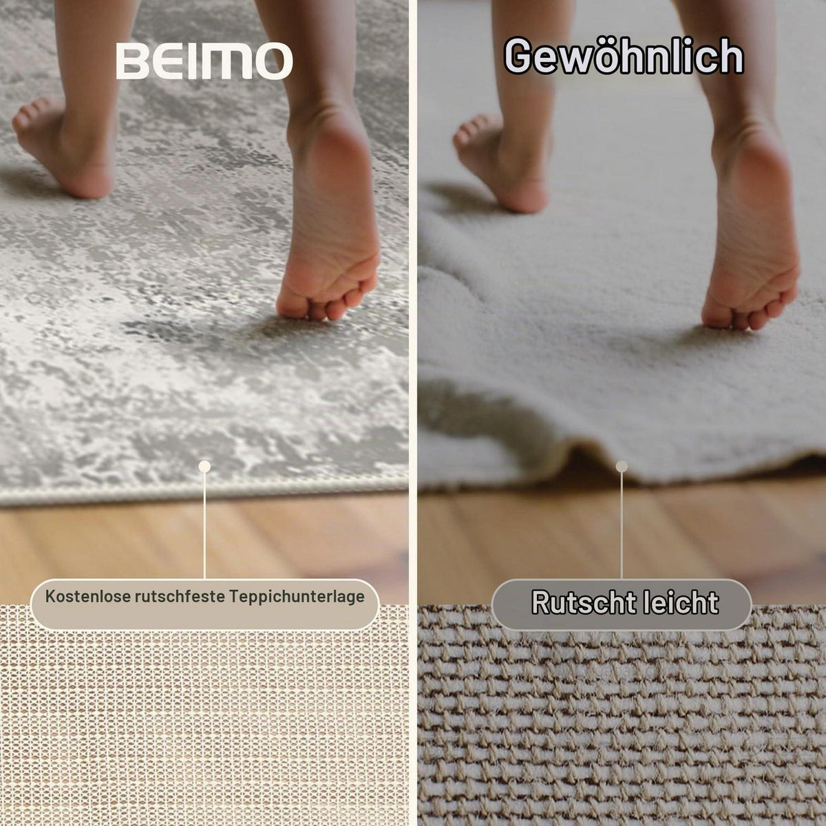 Moderner Waschbarer Teppich Grau 160x230 cm – Wohnzimmer & Schlafzimmer