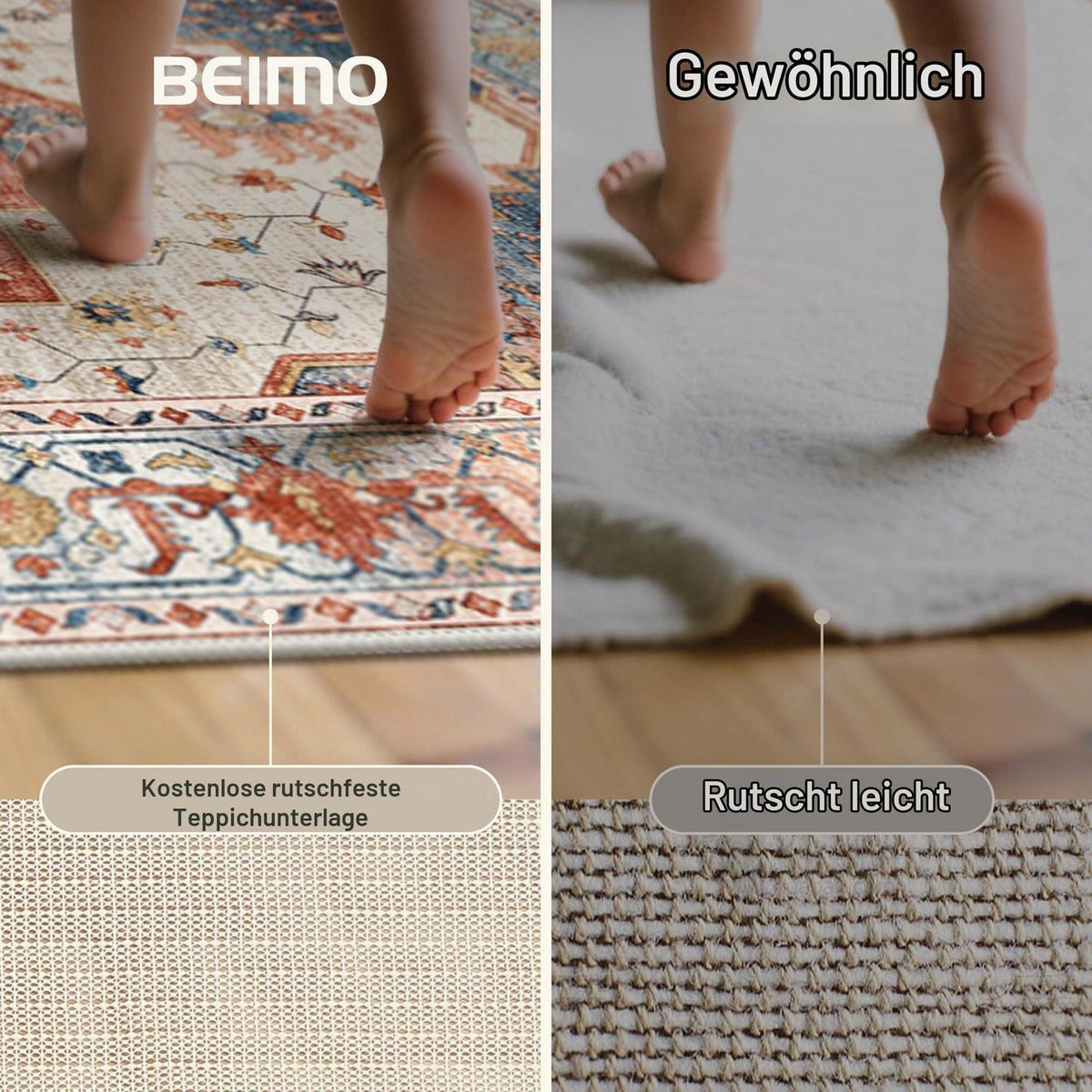 Vintage Teppich 160x230cm – Waschbar & Rutschfest für Wohnzimmer