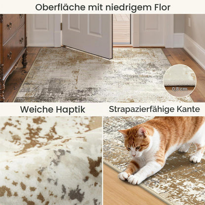 Moderner Teppich Wohnzimmer 160x230 cm Gold & Blau Rechteckig