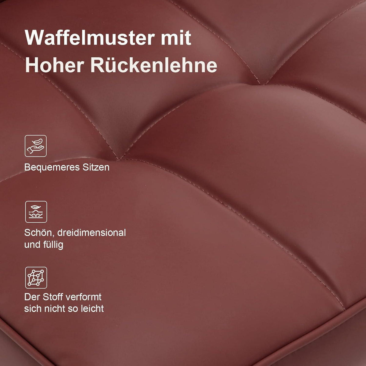 Esszimmerstühle Set 6er –, Burgunderrot, 200KG in Lederoptik