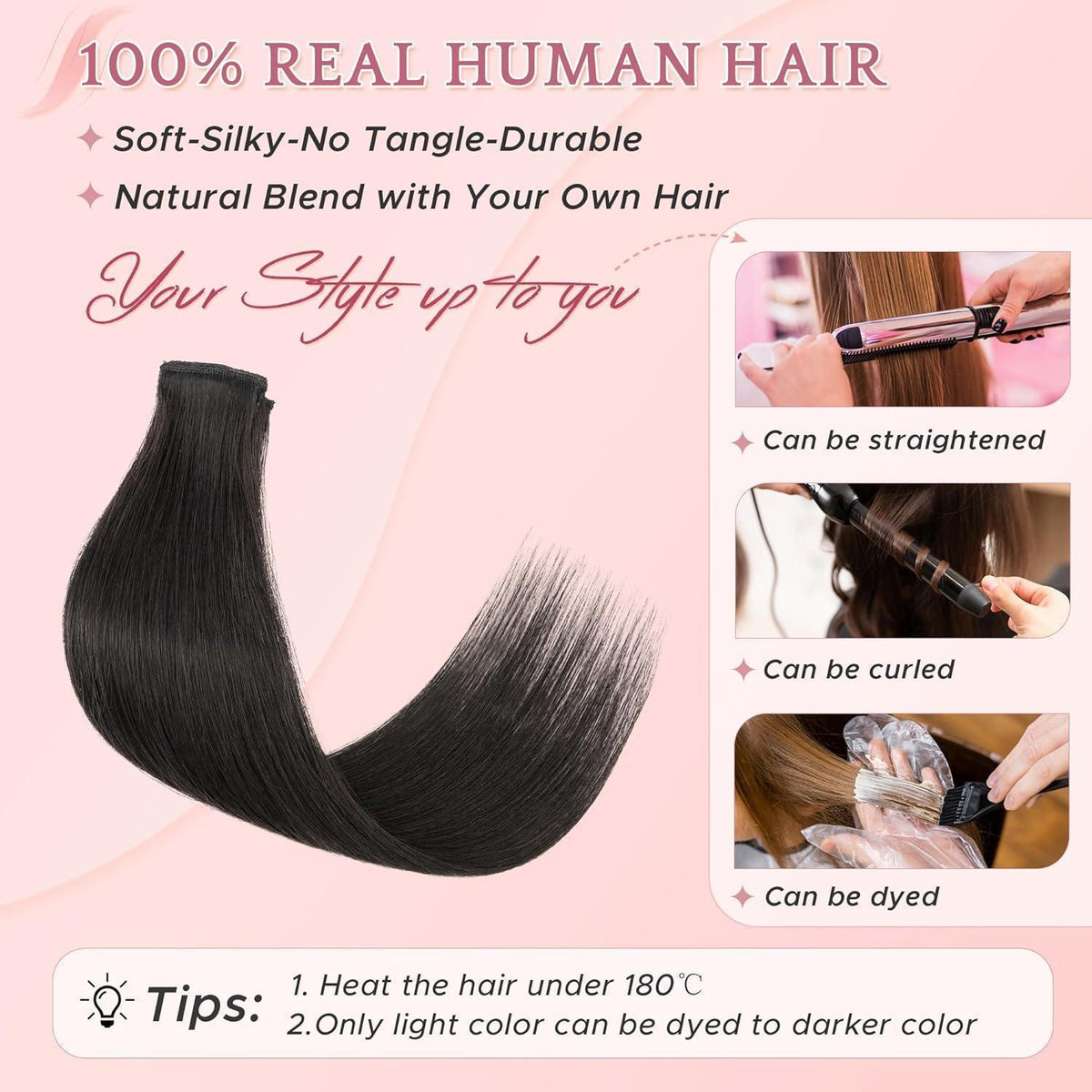 Echthaar Clip-in Extensions – Naturschwarz 35cm
