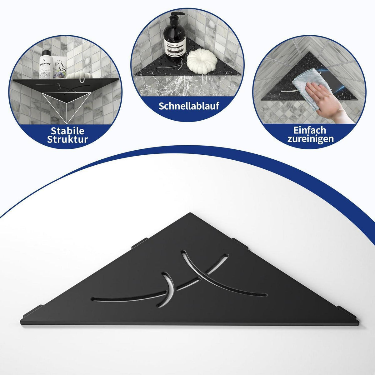 Eck-Duschregal Edelstahl 2er-Pack Schwarz – Platzsparend & Robust
