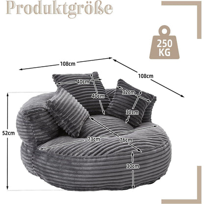 Boneless Lounger Sitzsack Sofa | Bequemes Lazy Sofa mit Kissen