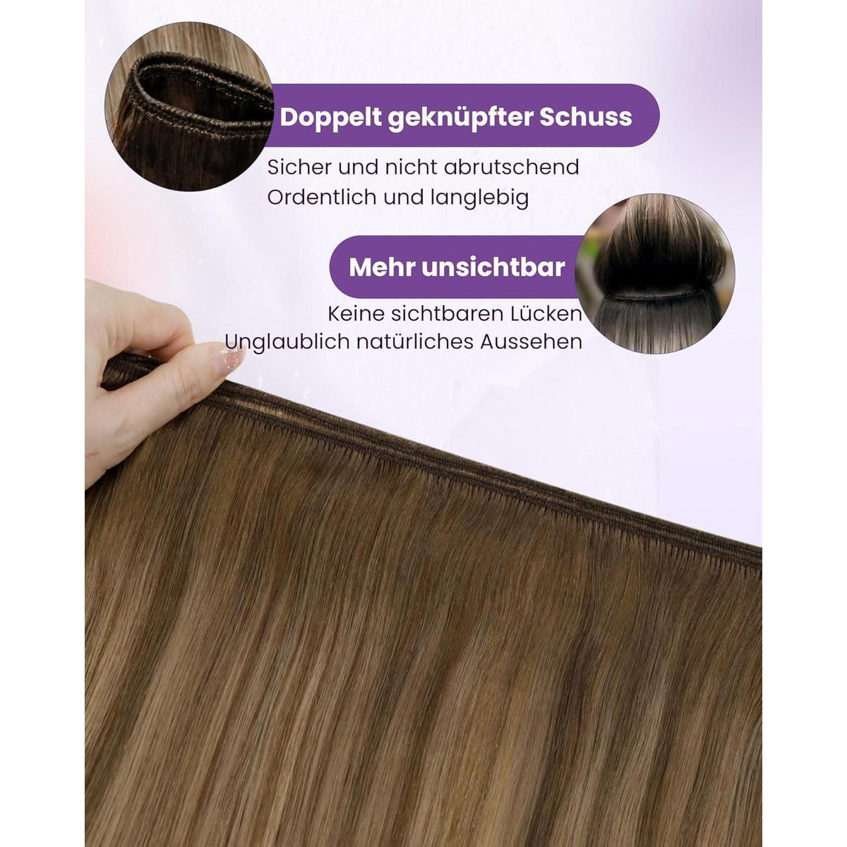 Echthaar Tressen Braun Ombre 60cm zum Einnähen