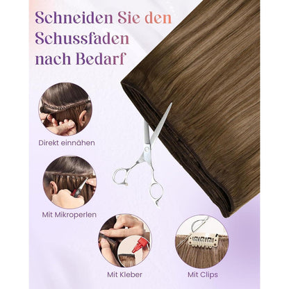 Echthaar Tressen Braun Ombre 60cm zum Einnähen