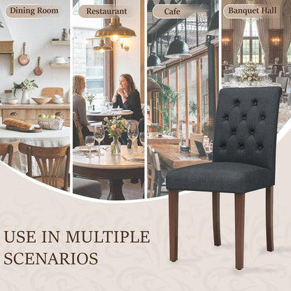 Gepolsterte Esszimmerstühle 6er Set, Dunkelgrau, Chesterfield Stil