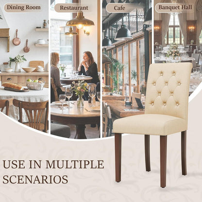 Gepolsterte Esszimmerstühle 6er Set, Beige, Chesterfield Stil