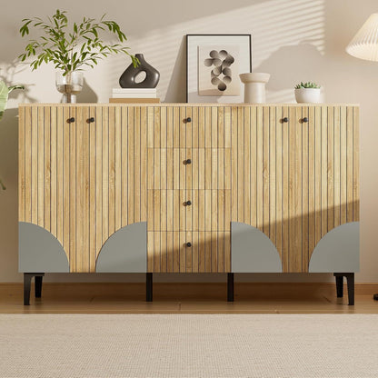 Moderner Holzschrank mit 4 Türen & Schubladen – Sideboard für Wohnzimmer