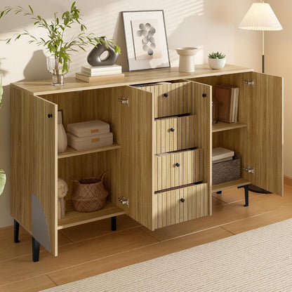 Moderner Holzschrank mit 4 Türen & Schubladen – Sideboard für Wohnzimmer