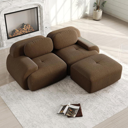 Modulares Cord Sofa 2-3 Sitzer Braun – Wohnzimmer & Büro