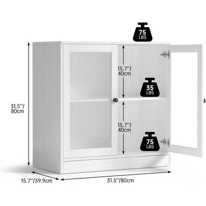 Sideboard mit Glastüren – Weißer Aufbewahrungsschrank für Wohnzimmer