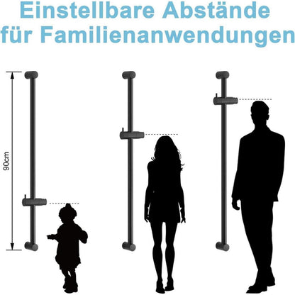 Verstellbare Duschstange 90cm Schwarz – Wandmontage & Duschkopfhalterung