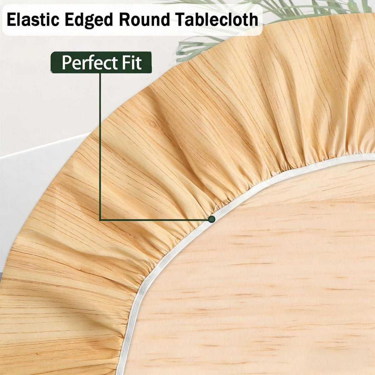 Runde Tischdecke abwaschbar mit Gummizug, 120cm, Steinfarben