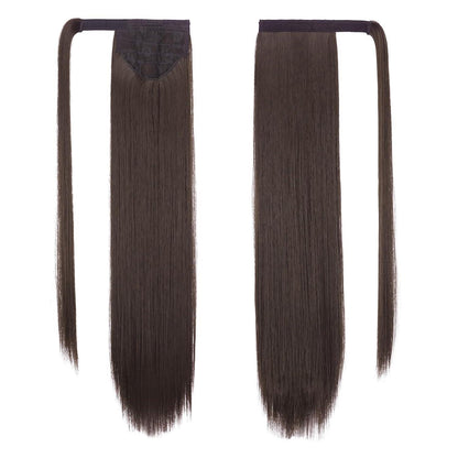Langer glatter Pferdeschwanz Zopf Haarverlängerung Braun 70cm