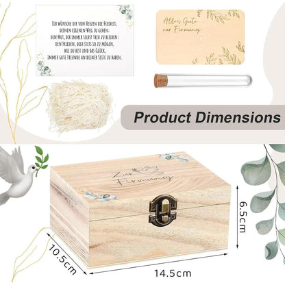 Firmung Geldgeschenk Holzbox Set mit Reagenzglas & Karte