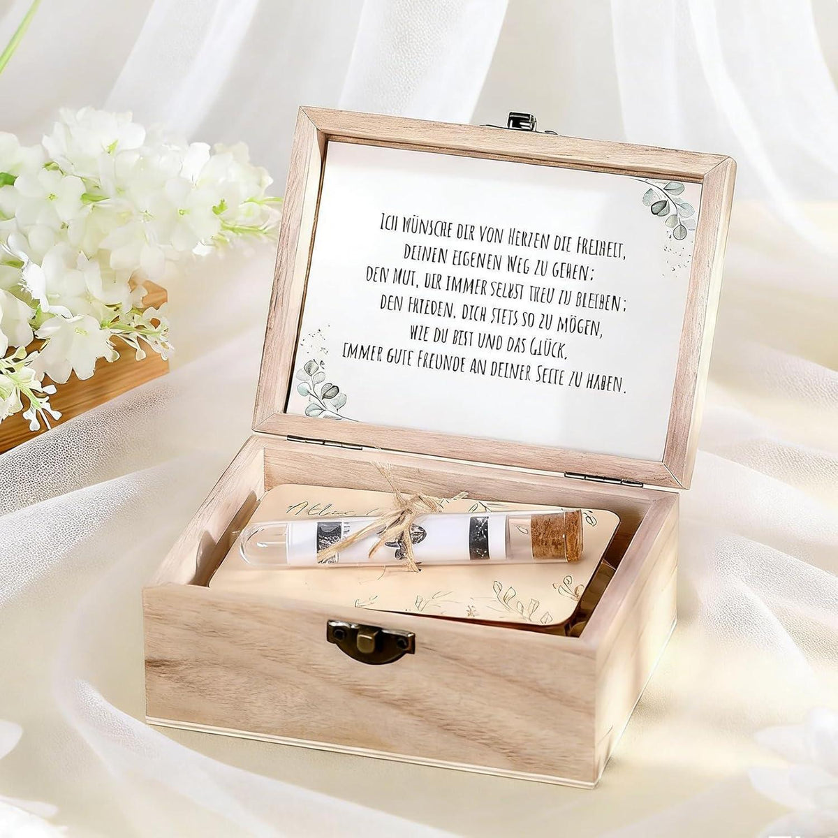 Firmung Geldgeschenk Holzbox Set mit Reagenzglas & Karte