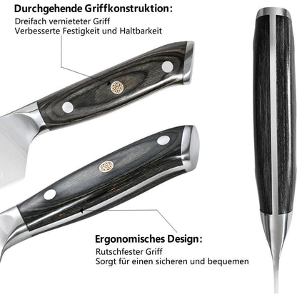 8-teiliges Messerblock Set mit Messerschärfer & Edelstahl Küchenmessern