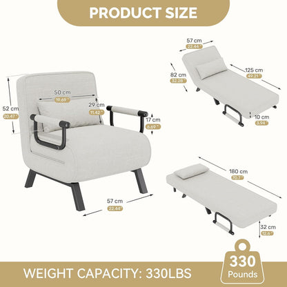 4-in-1 Schlafsessel: Platzsparendes Bett & Relaxsessel Grau