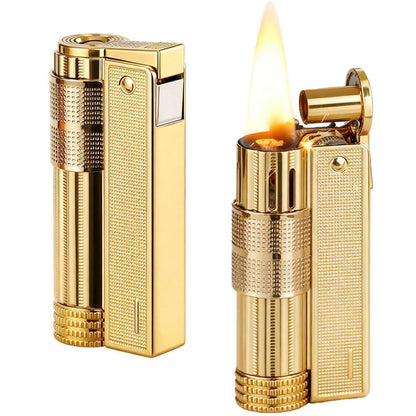 2x Vintage Benzinfeuerzeug mit Windschutz – Retro Feuerzeuge für Männer