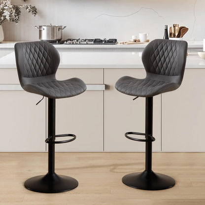Barhocker mit Lehne, höhenverstellbar, dunkelgrau (2er Set)