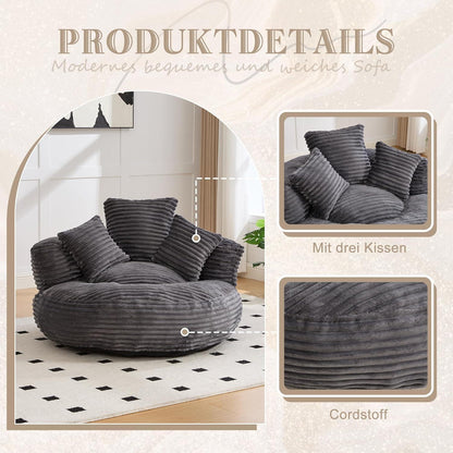 Lazy Sitzsack mit hohem Rücken – Bequemer Lounger für Wohnzimmer