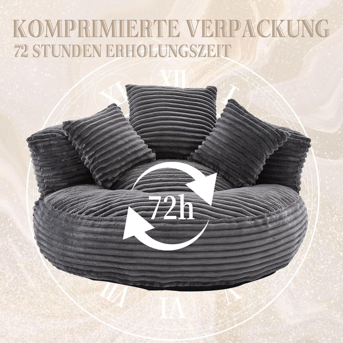 Lazy Sitzsack mit hohem Rücken – Bequemer Lounger für Wohnzimmer