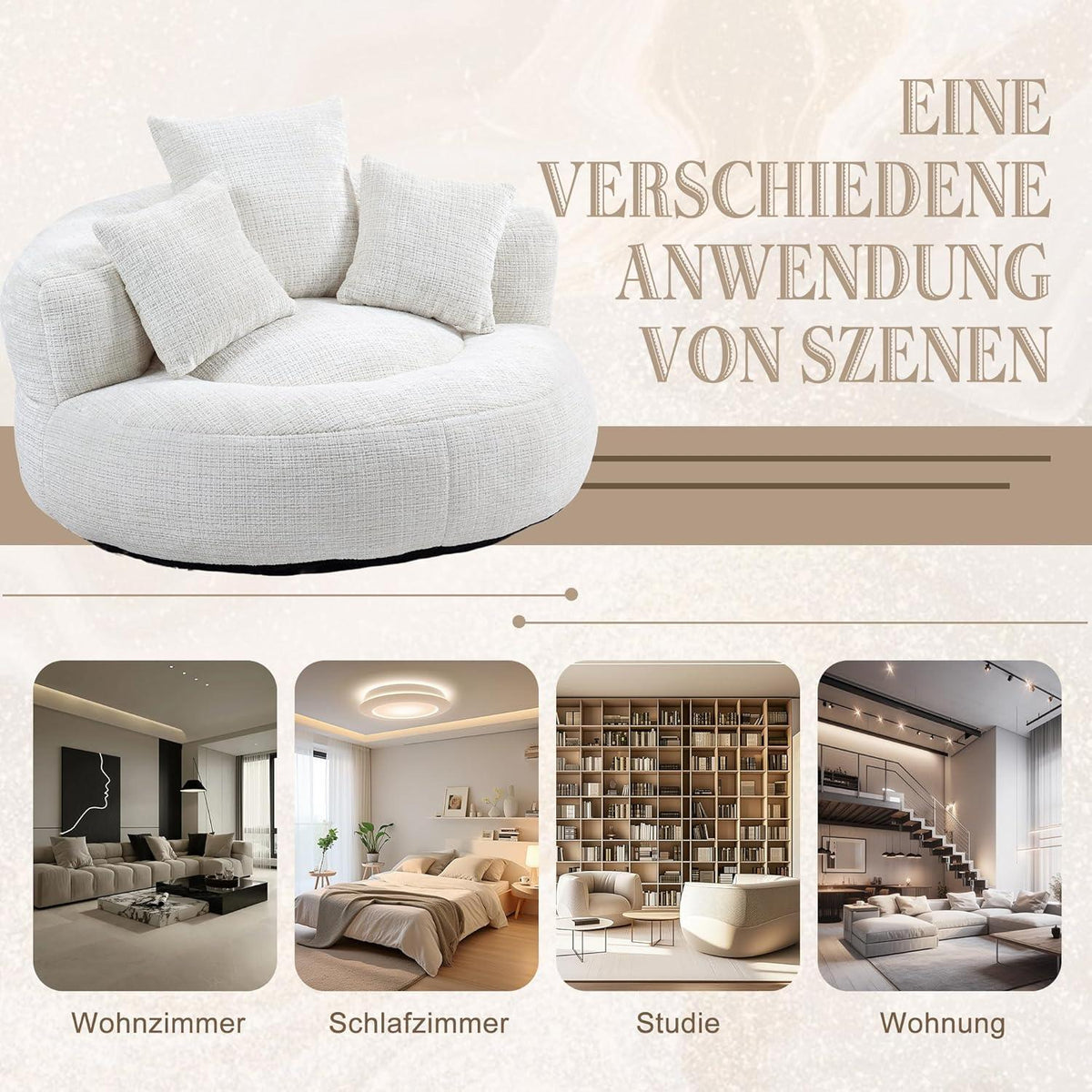 Lazy Sitzsack mit hohem Rücken – Bequemer Lounger für Wohnzimmer