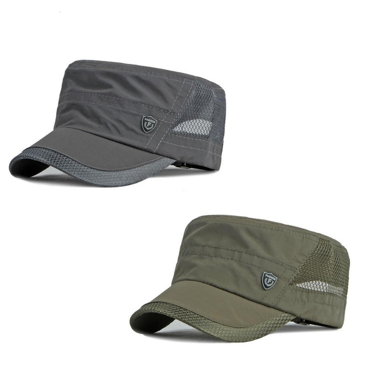 2x Military Cap Herren Cadet Hut Verstellbar Armygrün+Dunkelgrau