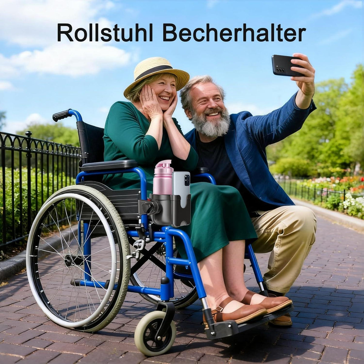2-in-1 Getränkehalter für Rollator, Kinderwagen & mehr